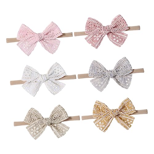 HAPINARY 6 Stk Baby Stirnband Für Kinder Mädchen Schleife Headwrap Dehnbare Haarschleifen Baby-bowkot-kopfbedeckung Weißes Kopfbad Babyparty Foto Kleines Mädchen Haarschmuck Kleinkind Stoff von HAPINARY