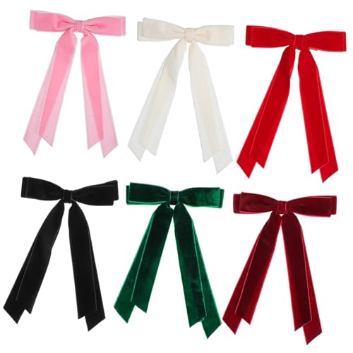 HAPINARY 6 Stück Haarspangen Mit Schleife Samtclips Lange Schleifen Haarschmuck Für Damen Und Mädchen Elegantes Design von HAPINARY