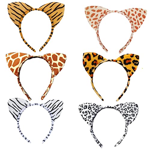 HAPINARY 6stücke Stirnbänder Mit Tierohren Tiere Stil Haarbänder Für Party Leopardenmuster Kopfschmuck Für Mädchen Junge Mädchen von HAPINARY