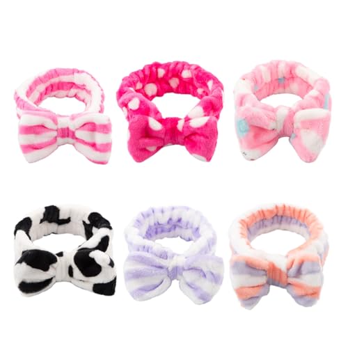 HAPINARY 6-teiliges Damen Haarband Mit Schleife Flanell Dusch Spa Make Up Haarband Für Damen von HAPINARY