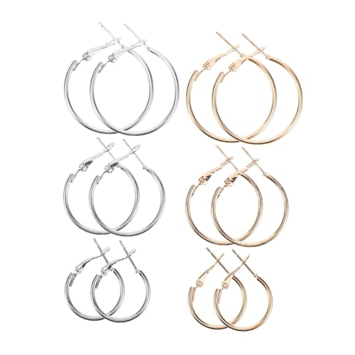 HAPINARY 6 Stück Teiliges Großer Runder Creolen Ohrringe für Damen Minimalistisches Design Modische Ohrschmuck in Gold und Weiß Vielseitig Kombinierbar für Alltag und Party von HAPINARY