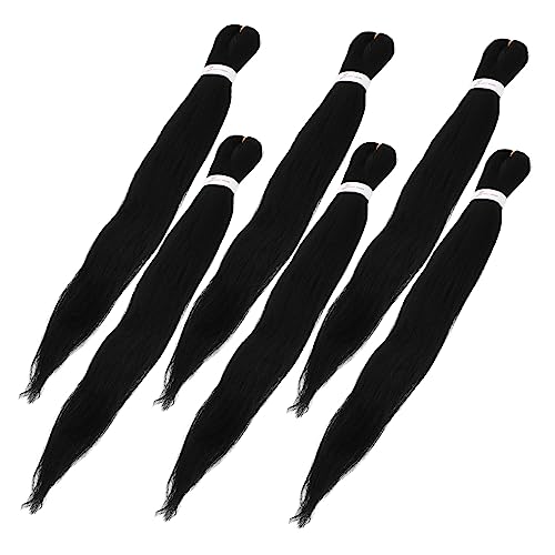 HAPINARY 6stücke Vorgedehnte Haarverlängerungen Schwarze Häkelzöpfe Haarverlängerungsband Flechthaar Zopfperücken Haarschmuck Für Frauen von HAPINARY