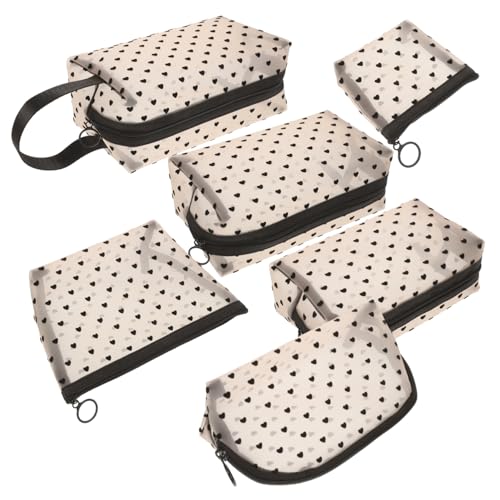 HAPINARY 6stücke Make-up-Taschen Aus Netzstoff Mit Herz-Motiv Kleine Kosmetiktaschen Mit Reißverschluss Tragbar Für Reisen Geeignet Für Frauen Und Mädchen Zur Aufbewahrung Von von HAPINARY