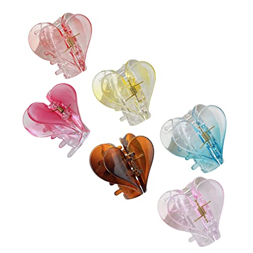 HAPINARY 6stücke Herzform Haarkralle Clips Transparente Haarspangen Mode Kopfschmuck Haar Clips Für Frauen Mädchen von HAPINARY