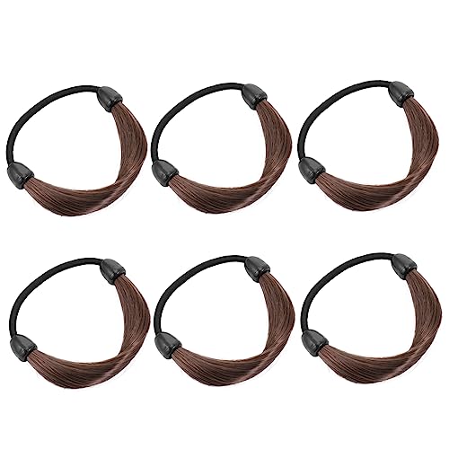 HAPINARY 6St Perücke elastisches Haarband Haargummi hair-band Mini-Gummibänder geflochtene Haarstirnbänder braune Perücke Stirnband Perücke Kopfschmuck für Frauen Haarbänder für Mädchen von HAPINARY