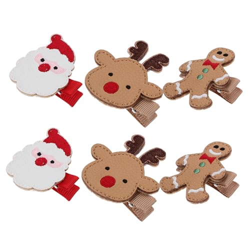 HAPINARY 6stücke Teiliges Weihnachts-haarspangen Für Mädchen Festliche Haarschmuck-accessoires Mit Weihnachtsmann Rentier Und Lebkuchenmann Für Feiertagsfeiern Neujahr Und von HAPINARY