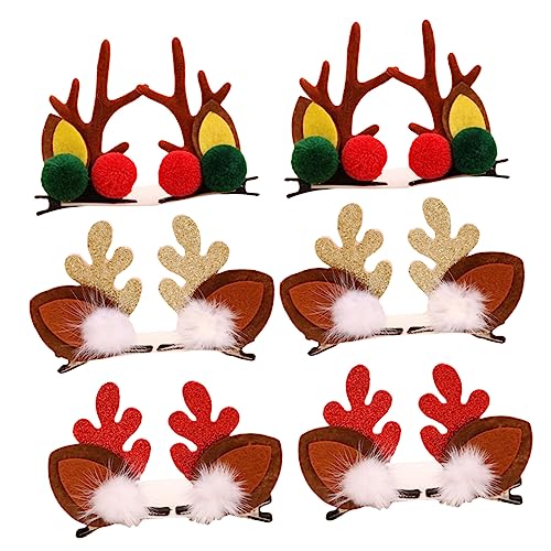 HAPINARY 6St Weihnachtshaarspangen Rentier-Haarspangen Weihnachtsgeweih-Haarspangen Geschenke Weihnachtssto Kinder präsentiert Haarschmuck Kopfbedeckung Kleidung Vlies von HAPINARY