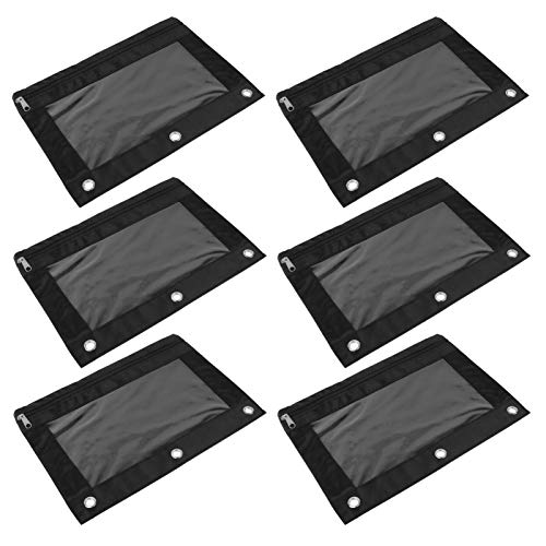 HAPINARY 6-teiliges Aktentaschen-Ordner-Set 3-Loch-Design Oxford-federmäppchen Für Bürobedarf Leicht Zugängliches Fenster Wiederverwendbarer Reißverschluss Stilvolles Schreibwarentaschen-Set von HAPINARY