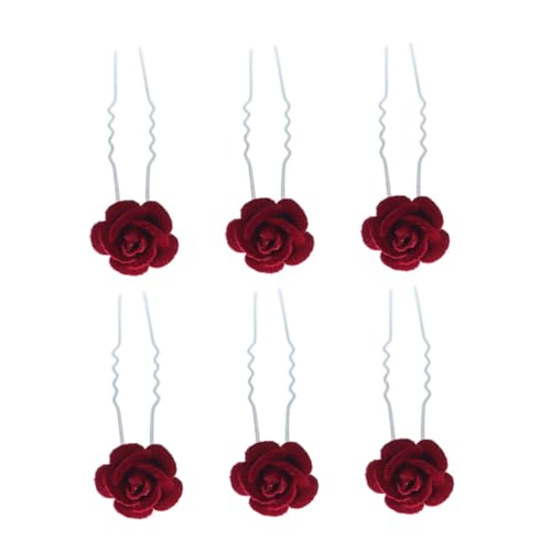 HAPINARY 6st Rose U-förmige Haarnadel Hochzeit Haarspange Haarschmuck Für Frauen Haarspangen Für Damen Kopfbedeckungen Für Damen Frauen Haarnadel Schmücken Stoff Mädchenhaft Fräulein von HAPINARY