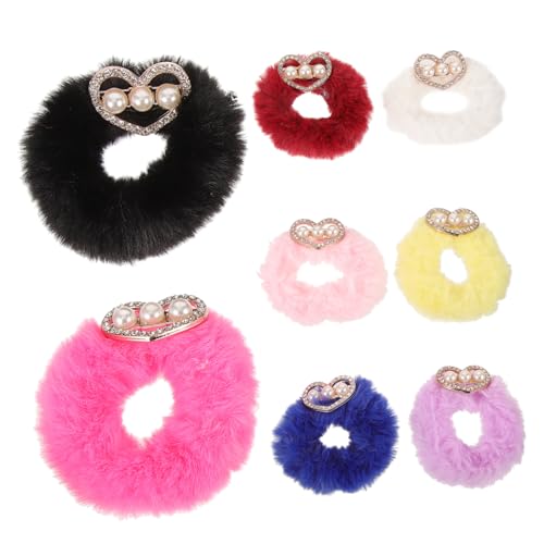 HAPINARY 8stücke Flauschige Haargummis Elastische Haaraccessoires Für Mädchen Frauen Haarbands Zubehör Aus Plüschmaterial von HAPINARY
