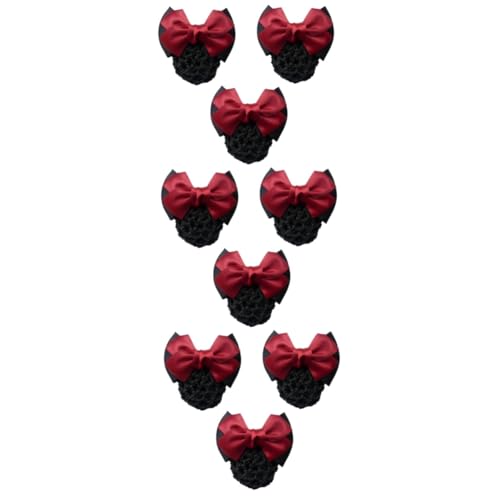 HAPINARY 9 Stk Haarblumennetzbeutel Damen Haarspange Snood Für Frauenhaar Bogen Zubehör Halter Haarschmuck Für Frauen Französische Haarspange Snood-brötchen-abdeckung Haarnetz Stoff Rot von HAPINARY