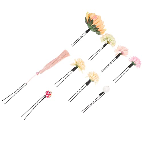 HAPINARY 9 Stück Damen-blumen-haarstab Kimono-haarnadeln Japanischer Haar-accessoire Quastendesign Bruchfest Mehrzweck von HAPINARY