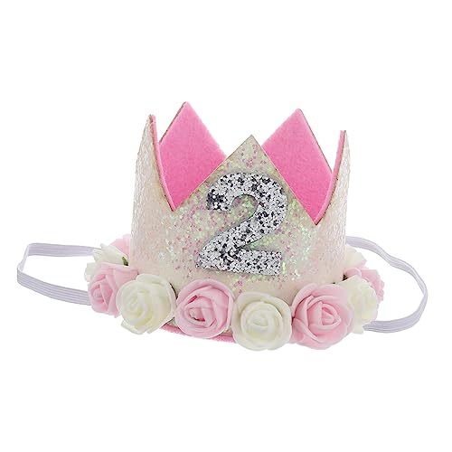 HAPINARY Baby Krone Geburtstagsblume Kindergeburtstagsfeier Kopfbedeckung Geburtstag Prinzessin Haargummis Für Mädchen Prinzessin Glitzer Tiara Haarband Stirnband Eva Rosa Digital von HAPINARY