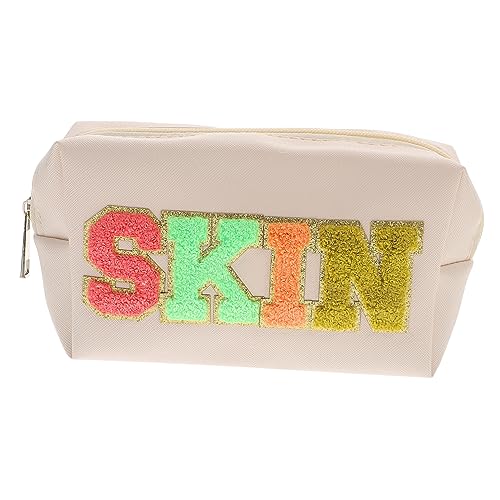 HAPINARY Make-up-Tasche Mit Stickerei-Buchstaben Kosmetikbeutel Tragbare Kulturtasche Für Reisen Aufbewahrungstasche Für Damen-kosmetika Schreibwaren Handys Und Andere Kleinigkeiten von HAPINARY