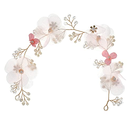 HAPINARY Blumenstirnband Stirnband Brautkopfschmuck für die Hochzeit Perlenstirnbänder damen haarbänder hochzeitshaar schmuck rosa Stirnbänder rosa Kunstblumen Braut Haarschmuck Schön von HAPINARY