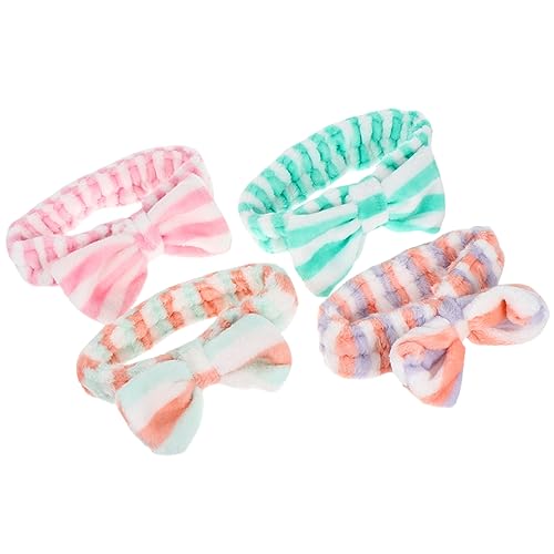 HAPINARY 4stücke Bowknot Stirnbänder Korallenfleece Elastisches Haarband Für Gesichtswäsche Makeup Und Hautpflege Für Damen Und Verschiedenen Farben von HAPINARY