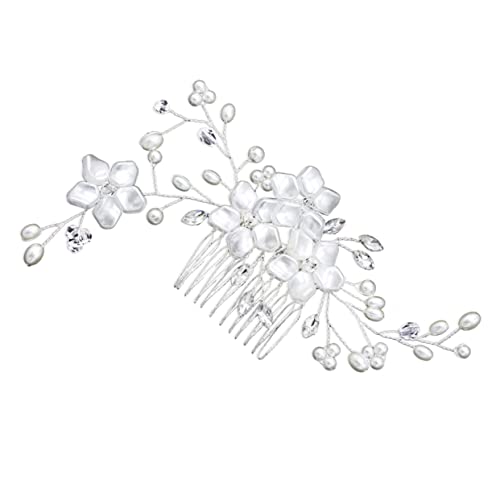 HAPINARY Braut Haarkamm Mit Perlen Und Strass Silberner Hochzeitsschmuck Für Haar Elegant Für Bräute Und Besondere Anlässe von HAPINARY