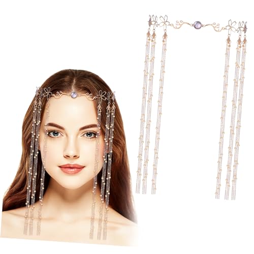 HAPINARY Braut Haarschmuck Kopfkette mit Quaste Eleganter Kopfschmuck für Hochzeit Verlobung und Fest Komfortable Lange Haarkette Damen Modisches Accessoire für Besondere Anlässe von HAPINARY