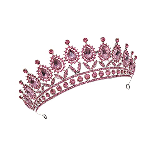 HAPINARY Braut Tiara Krone mit Rosa Strass Hochzeits Haaraccessoire für Damen Krone für Hochzeit Geburtstag und Besondere Anlässe von HAPINARY