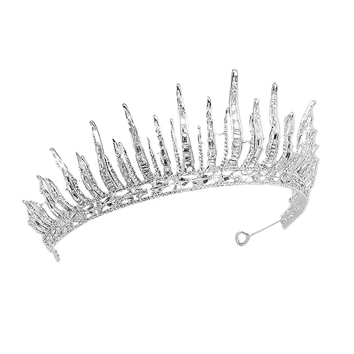 HAPINARY Braut Tiara Silber Hochzeit Krone aus Langlebiger Legierung mit Funkelnden Strasssteinen Vintage Haarschmuck für Braut Brautjungfer Abend und Festtagsanlässe von HAPINARY