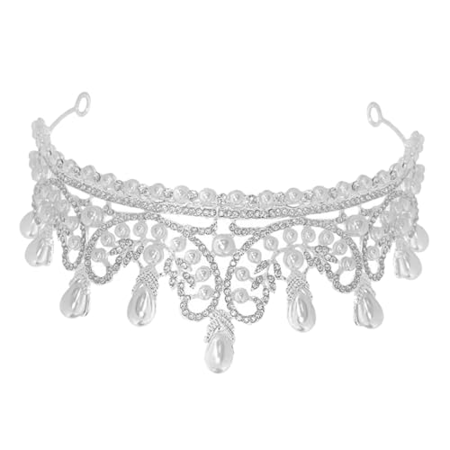 HAPINARY Braut Tiara mit Perlen und Design Leichter Kopfschmuck für Hochzeiten Prinzessinnen Krone für Brautschmuck und Festliche Anlässe von HAPINARY