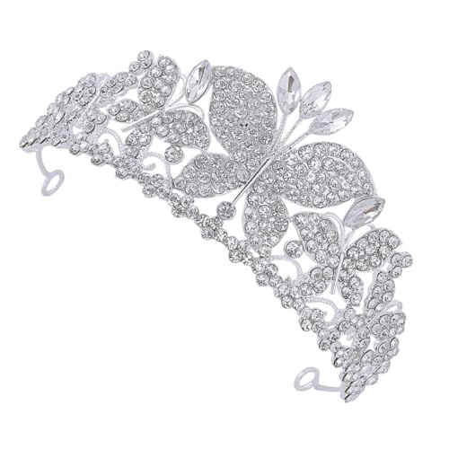 HAPINARY Braut Tiara mit Schmetterlingsdesign Strassbesetzte Haarschmuck für Frauen Verstellbares Diadem für Hochzeit Brautjungfern und Festliche Anlässe Silberner von HAPINARY