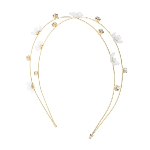 HAPINARY Damen Stirnband mit Doppeltem Blumen Design und Funkelnden Strasssteinen Modisches Haarschmuck Accessoire für Festivals Cosplay und Alltag Zarter Metall Kopfschmuck für Frauen und von HAPINARY