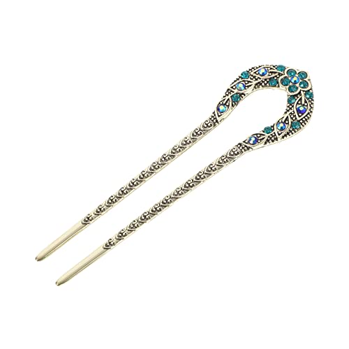 HAPINARY Doppelte Haarnadel U-förmig Mit Kristallperlen Legierungsmaterial Ohne Spitze Frisuren-accessoire Für Damen Blau Chignon-haarnadel Für Party Hochzeit Geschenk von HAPINARY