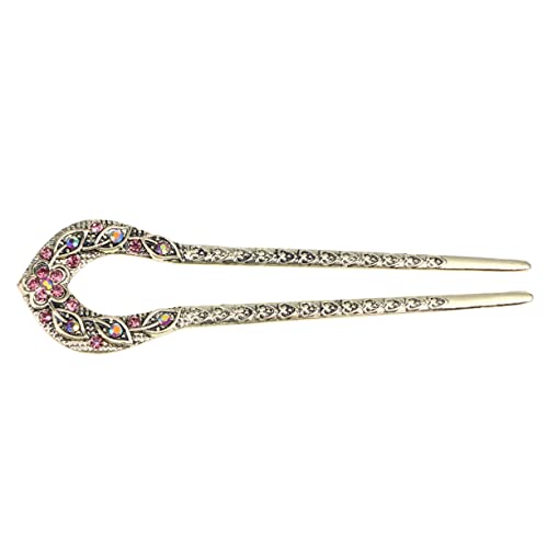 HAPINARY Doppelte Haarnadel U-förmig Mit Kristallperlen Legierungsmaterial Ohne Spitze Chignon Haarnadelstab Frisurenaccessoire Für Frauen Mädchen Violett von HAPINARY