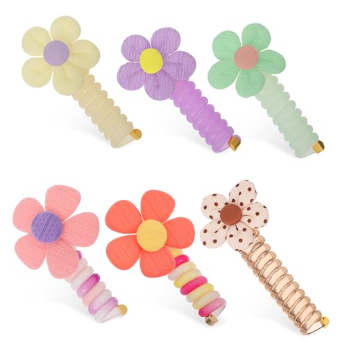 HAPINARY 6stücke Teiliges Elastischer Haargummis Mit Blumenmotiven Für Mädchen Bunte Haarbänder Grün Gelb Und Orange Süße Haarschmuck Für von HAPINARY