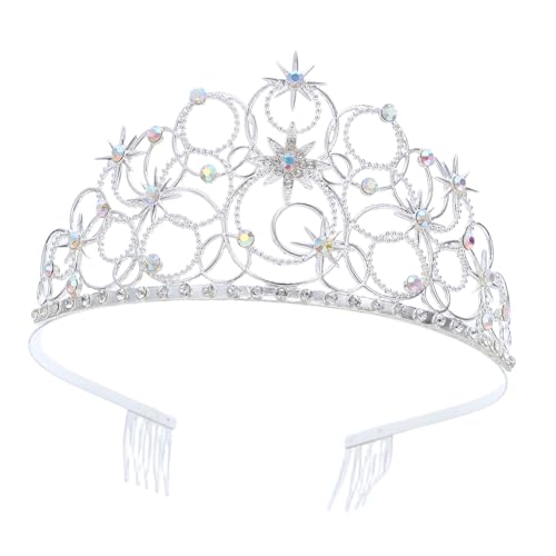 HAPINARY Elegante Braut Tiara mit Funkelnden Strass sternen Stabilem Metallkamm Leichtes Design Sicherer Halt für Hochzeiten Partys und Bühnenauftritte Damen Haarreif Kronenaccessoire von HAPINARY