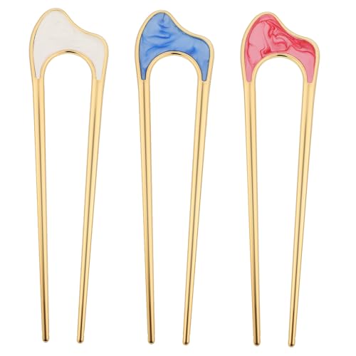 HAPINARY 3stücke U-förmige Haarnadeln Weiß Rosa Blau Französische Haarspangen Für Hochsteckfrisuren Und Besondere Anlässe Vielseitige Haarschmuck-accessoires Für Damen von HAPINARY