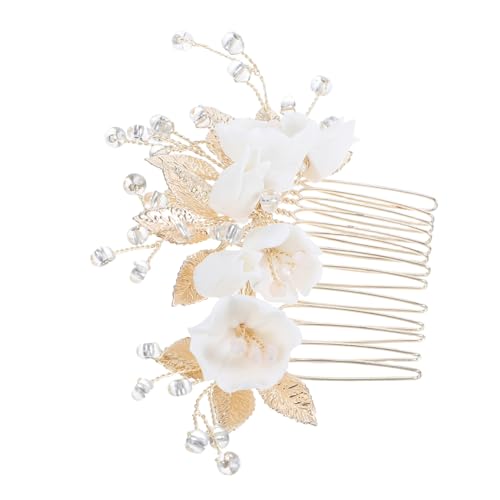 HAPINARY Eleganter Braut Haarkamm mit Keramikblumen Design Stabile Befestigung Handgefertigte Perlen Natürliche Hochzeitsfrisur Accessoires für Frauen Klassische Kopfschmuck von HAPINARY