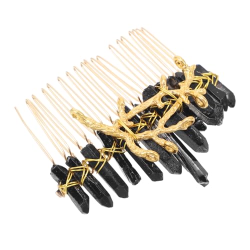 HAPINARY Eleganter Haarkamm mit Schwarzem und Goldfarbenem Legierungszweig Handgefertigtes Haarschmuck Accessoire für Damen als Braut Haarkamm für Hochzeit Party und Alltag von HAPINARY