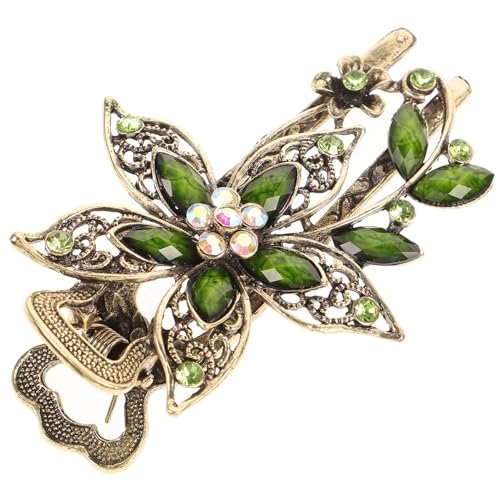 HAPINARY Fancy Haar Clips Für Frauen Bronze Blütenblatt Haar Clip Vintage Barrettes Metall Strass Haarnadel Haar Schmuck Für Frauen Snap Haar Clips Für Frauen Haar Clip Haarspange von HAPINARY