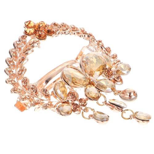 HAPINARY Feine Haarklammer Damen Champagnerfarbene Haarspange mit Kristallklarer Verzierung Sicherer Griff Schonend für Haar und Haut für Hochzeit Party und Festliche Anlässe von HAPINARY