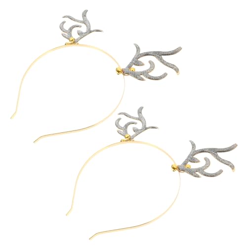 HAPINARY 2 Stücke Gold Glitter Weihnachten Stirnband Geweih Haar Hoop Rentier Haar Zubehör Party Favor HAPINARY 2 Stücke Gold Glitter Weihnachten Stirnband Geweih Haar Hoop Rentier Haar Zubehör Party Favor von HAPINARY