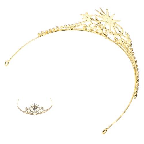 HAPINARY Goldene Braut Tiara mit Stern und Mondmotiv Funkelnde Strass Krone aus Zinklegierung Leichtes Komfortables Hochzeits Haaraccessoire für Hochzeit Ball und Festliche Anlässe HAPINARY Goldene Braut Tiara mit Stern und Mondmotiv Funkelnde Strass Krone aus Zinklegierung Leichtes Komfortables Hochzeits Haaraccessoire für Hochzeit Ball und Festliche Anlässe von HAPINARY