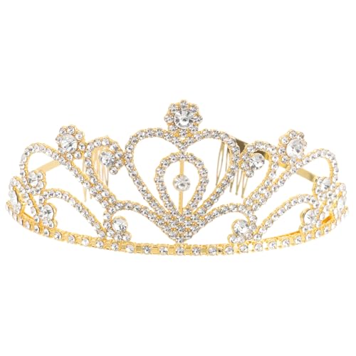 HAPINARY Goldfarbene Brautkrone mit Funkelnden Herzornamenten Zierliches Haarschmuck für Hochzeit Festliche Anlässe Verstellbare Tiara für Damen und Mädchen von HAPINARY