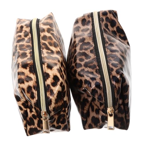 HAPINARY 2stücke Tragbare Reise Kosmetiktasche Mit Leopardenmuster Große Kapazität Make-up-Tasche Für Damen Reise-Kosmetiktasche Make-up-Aufbewahrungstasche von HAPINARY