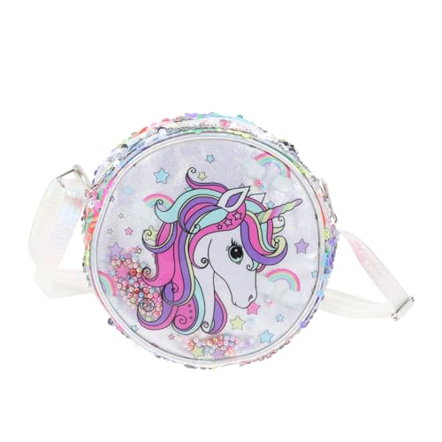 HAPINARY Einhorn-Handtasche Mit Pailletten Bunte Messenger-Tasche Für Mädchen Schlichte Aufbewahrungstasche Glitzernde Geldbörse Dekorative Schultertasche von HAPINARY