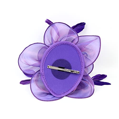 HAPINARY Braut Haarspange Stirnband für Hochzeit hair toppers for women hair bows for women Lila Fascinator Organza-Handband Kappen haarschmuck Haar Accessoires Kopfdekoration Hut von HAPINARY