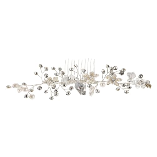 HAPINARY Haarkamm Mit Blumenmuster Und Strasssteinen Für Braut Hochzeitsaccessoires Mit Perlen Eleganter Silberton Langlebiger Clip Für Frauen Und Mädchen von HAPINARY