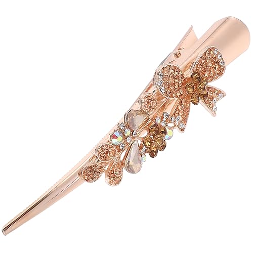 HAPINARY Metal Hair Clip Mit Strass Und Schleife Dekorativer Haarschmuck Für Frauen Stabiler Duckbill-haarklammer Im Eleganten Champagner-finish Für Modische Frisuren Und Besondere von HAPINARY