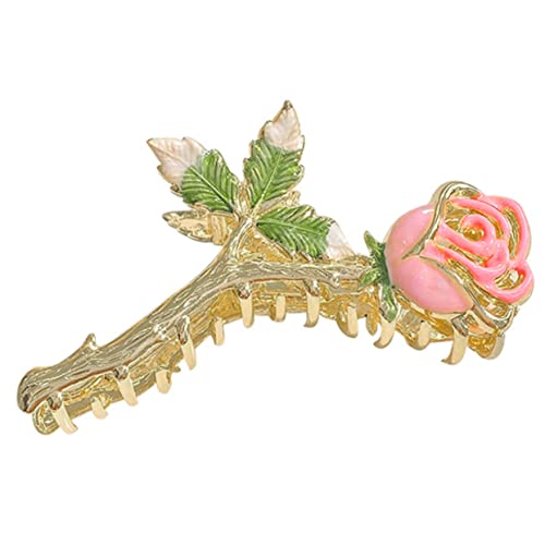 Haarspange Mit Blumenmuster Rosenblüte Große Dekorative Haarspange Für Frauen Mit Dünnem Haar von HAPINARY