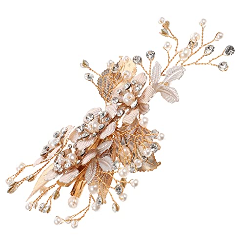 HAPINARY Strass Hochzeit Haarspange Metall Blatt Seite Clip Braut Kopfschmuck Gold Haar Zubehör Für Braut von HAPINARY