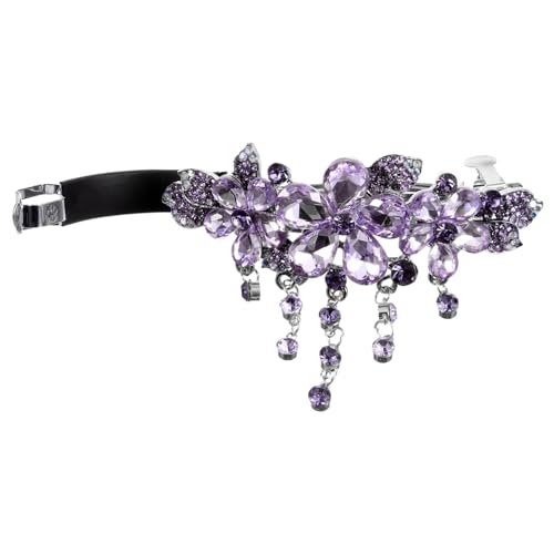 HAPINARY Haarnadel Strass-königin-tiara Haarspangen Und Haarspangen Blumenhaarspangen Für Frauen Haarspangen Für Damen Französisch Strasssteine Jahrgang Fräulein China Violett Zinklegierung von HAPINARY