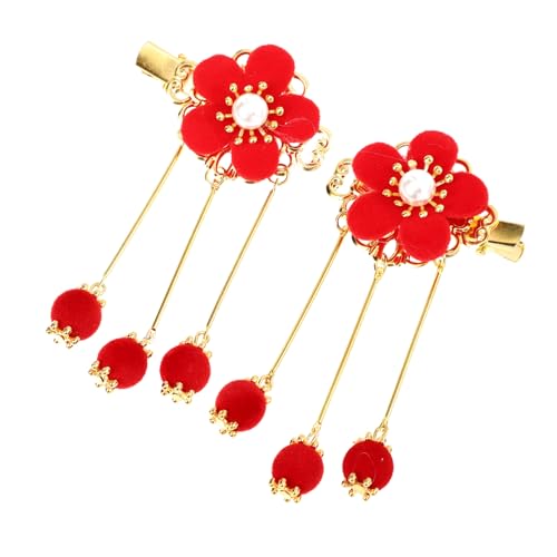 HAPINARY Haarnadeln mit Quasten und Blumen Chinesischer Stil Haarschmuck für Mädchen Langlebige Legierung Haarklammern Fester Sitz Hanfu Haarspangen von HAPINARY