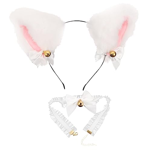 HAPINARY Katzenohren-stirnband Mit Glöckchen-halskette Party-requisiten Katzenohren-haarband Cosplay-kopf-dekorationen Stirnband-requisiten Katzenkostüm-accessoires Stirnbänder Für Geburtst von HAPINARY