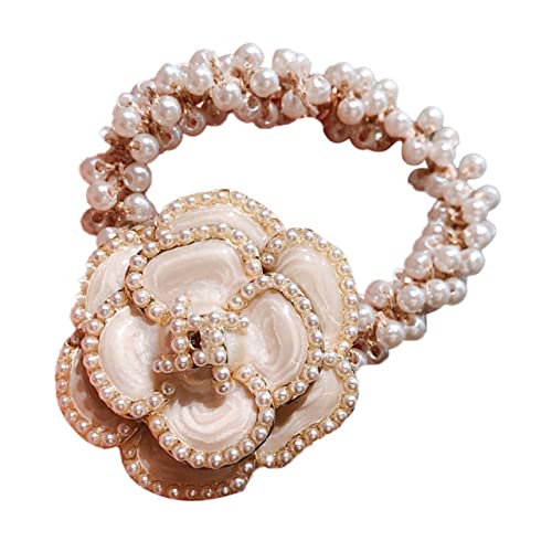 HAPINARY Haarring haarschmuck frisuren haaraccessoires hair pearls harre style Perlenhaargummis Perlenhaarseil Brauthaar Kopfschmuck für Mädchen Haarband Bettwäsche aus Baumwolle Weiß von HAPINARY